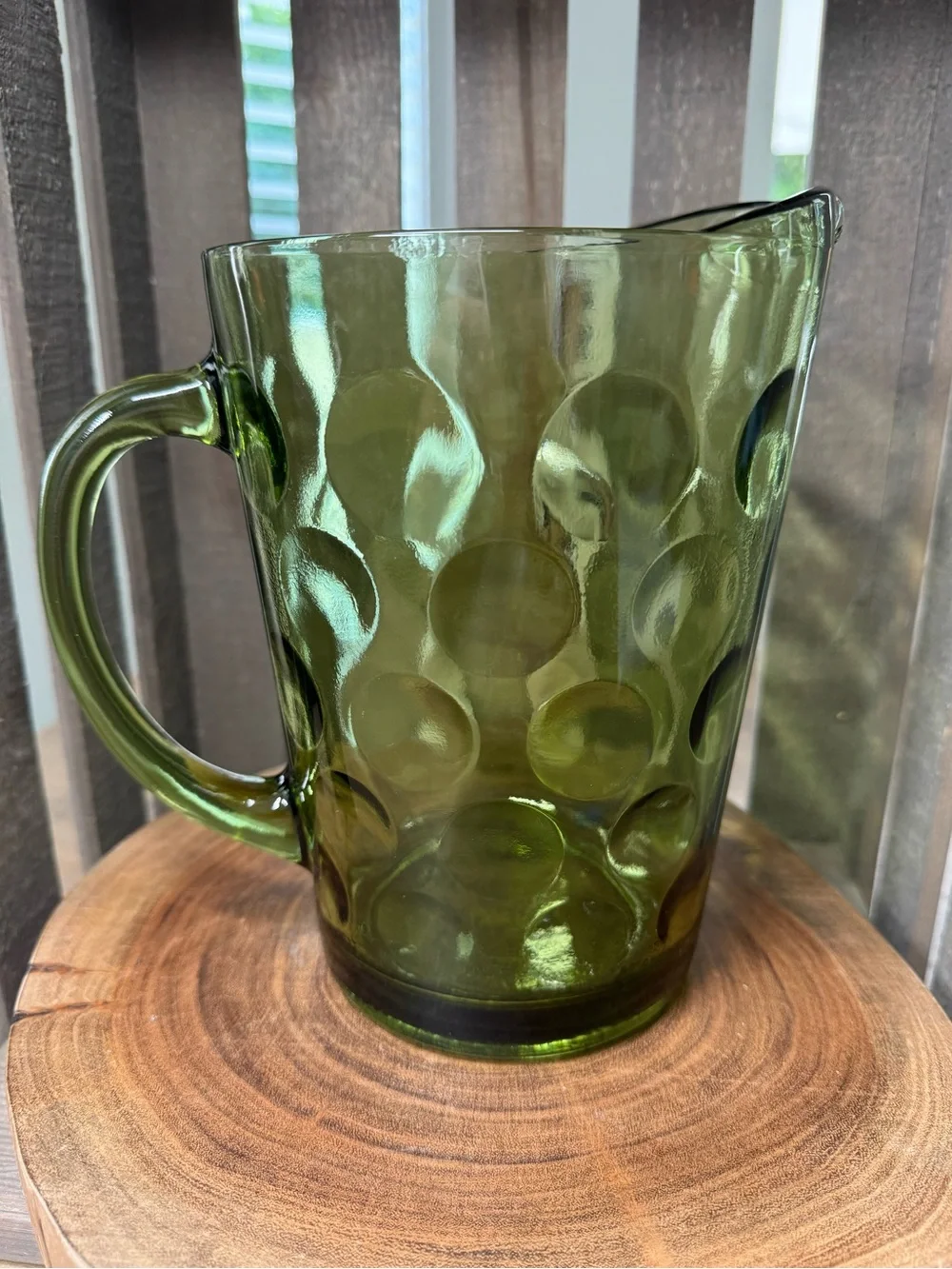 Vintage Hazel Atlas El Dorado Green Bubble Pitcher